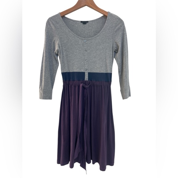 Theory Women's Dress Gray Purple Color Block 3/4 Sleeve Size Large - Picture 1 of 7
